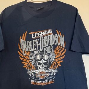 Harley-Davidson Dark Blue Tee with Orange Graphic